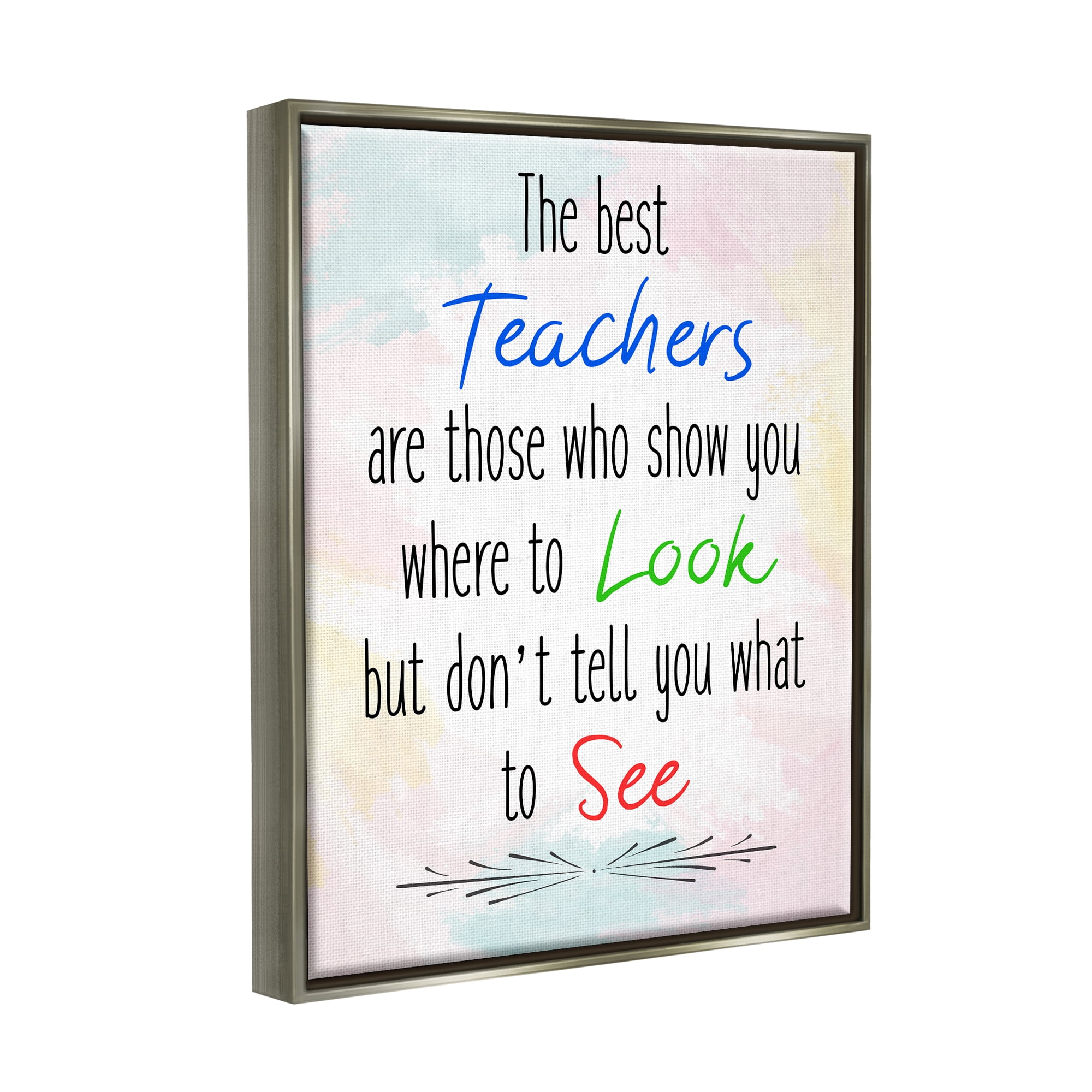 Stupell The Best Teachers Pastel Phrase Inspirational Painting Gray Floater Framed Art Print Wall Art