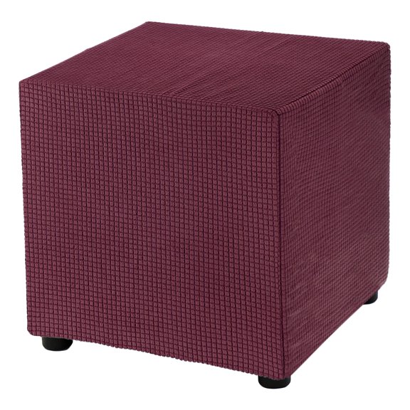 Square Ottoman Cover 18x18x18inch Polyester Ottoman Slipcovers, Wine Red