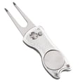 thumbnail image 1 of Metal Foldable Golf Divot Repair Tool With Golf Ball Marker Silver, 1 of 6