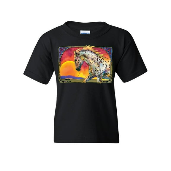 Tee Hunt Horse Prancing in Sunset Youth T-Shirt Animal Wildlife Mare Stallion Kids Tee