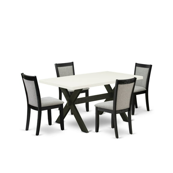 X626MZ606-5 5Pc Dining Room Set - Rectangular Table and 4 Parson Chairs - Multi-Color Color