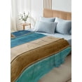 thumbnail image 4 of Teal Brown Blue Wooden Twim Size Flat Sheet, Wrinkleproof & Fadeproof Cooling Flat Bed Sheet Only, Farmhouse Vertical Striped Art Breathable Soft Bedding Top Sheets 66 x 96 Inches, 4 of 8