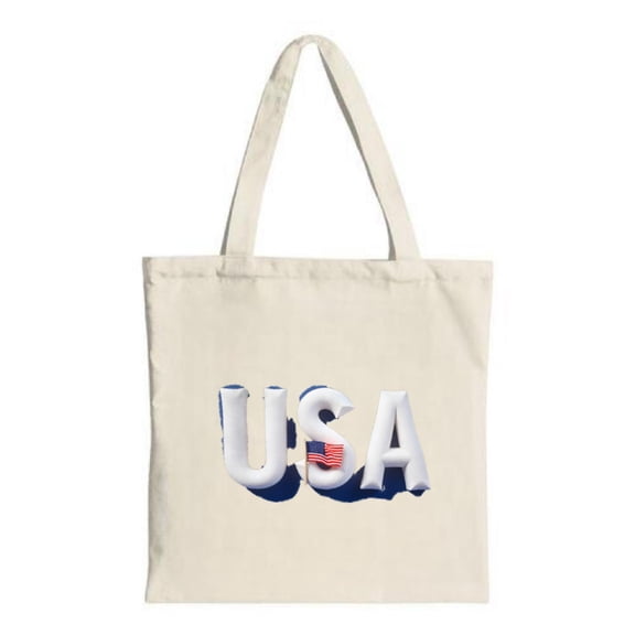 USA Tote Bag - Bold 3D Letters with American Flag in ' A ' Stylish Canvas Bag for Shopping Travel & Parties Reusable & Multifunctional