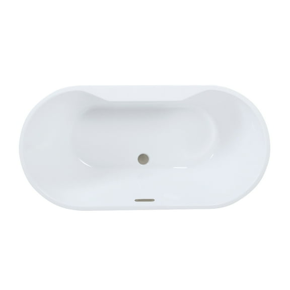 Kingston Brass VTDE512823C428 51-Inch Acrylic Oval Double Ended Freestanding Tub with Drain in Glossy White/Brushed Nickel