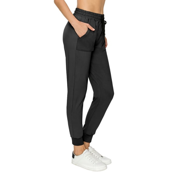 ALWAYS Women Jogger Sweatpants - Super Soft Stretch Lightweight Drawstrings Pants with Pork Chop Pockets Black S