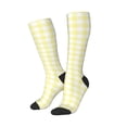 thumbnail image 2 of Haiem Lemon Yellow Checkboard Socks, Funny Novelty Crazy Design Cotton Socks Sports Socks Knee High Socks For Men, Women,1Pairs - Gift For Working Friends, 2 of 9