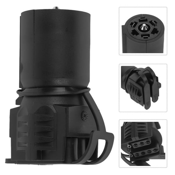 FOMIYES  Trailer Adapter 7 Pin Round to 5 Flat Connector Adapters Light Black
