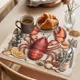 thumbnail image 3 of Coastal Lobster Placemats Set of 4 Beach Coral Shell Nautical Retro Place Mats Indoor Wipeable Table Mats Washable Cloth Dining Table Placemats for Kitchen Holiday Party Home Decor 13x19 Inch, 3 of 9