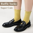 thumbnail image 7 of 6 Pairs Cute Floral Ruffle Crew Socks Women, Breathable Cotton Novelty Casual Girls Above Ankle Funny Socks, 7 of 7