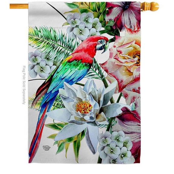 Ornament Collection H192647-BO Tropical Parrot Animals Bird 28 x 40 in. Double-Sided Decorative Vertical House Flags for Decoration Banner Garden Yard Gift