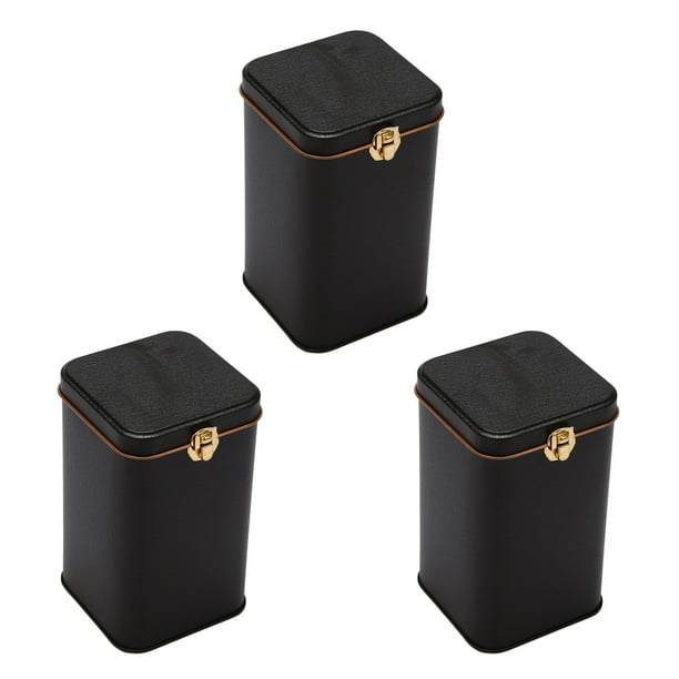 3X Metal Tea Cans HighGrade Lock Tinplate Coffee Candy Storage Box Tin Can Black Walmart.ca