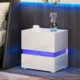 thumbnail image 6 of Dextrus LED Nightstands Set of 2, Bedside Table with 3 Drawers, High Gloss Acrylic End Table for Bedroom, Living Room, White, 6 of 9