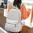 thumbnail image 6 of Uobin Female Student Solid Color Lightweight Nylon Backpack Multi Pocket Water Resistant Casual Daypack with Detachable Bear Pendant for Travel Work Commute Outdoor, 6 of 7