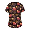 thumbnail image 4 of Womens Valentines Day Scrub Tops Plus Size Loose Short Sleeve Cute Valentine Love Printed Scrub Shirts Casual V Neck Scrubs Nursing Workwear Medical Nurse Uniform with Pockets Black M, 4 of 5