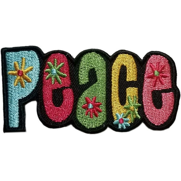 Peace Embroidered Sew On Patch - 2 3/4" X 1 1/2"
