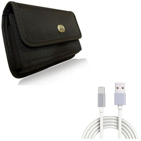 Rugged Case Belt Clip w Type-C 6ft USB Cable for Google Pixel 5a 5G/4a 5G Phones - Holster Canvas, Charger Cord Power J7N Compatible With Pixel 5a 5G/4a 5G Models