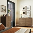 thumbnail image 4 of ARKANTOS Wooden 6 Drawer Double Dresser, Large Modern Chests of Drawers for Bedroom, Deep Walnut, 4 of 12