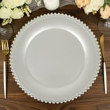 Efavormart 6 Pack 12" Silver Acrylic Round Charger Plates With Beaded ...