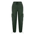 thumbnail image 5 of GiLiling Women Cargo Pants High Waist Baggy Casual Solid Parachute Trousers Loose Fit Y2K Streetwear with Multi Pockets (Blackish Green, 12-13 Years), 5 of 7