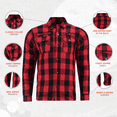 thumbnail image 3 of Daniel Smart Men’s Motorcycle Shirt - All Season Sporty Armored Flannel Shirt – Water Resistant and Durable, 3 of 6