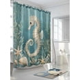 thumbnail image 3 of Shower Curtains Seahorse Bath Curtain Coral Starfish Blue Ocean Waterproof Bathroom Shower Curtain Set with Hooks Decoration 72 x 84 Inches, 3 of 7