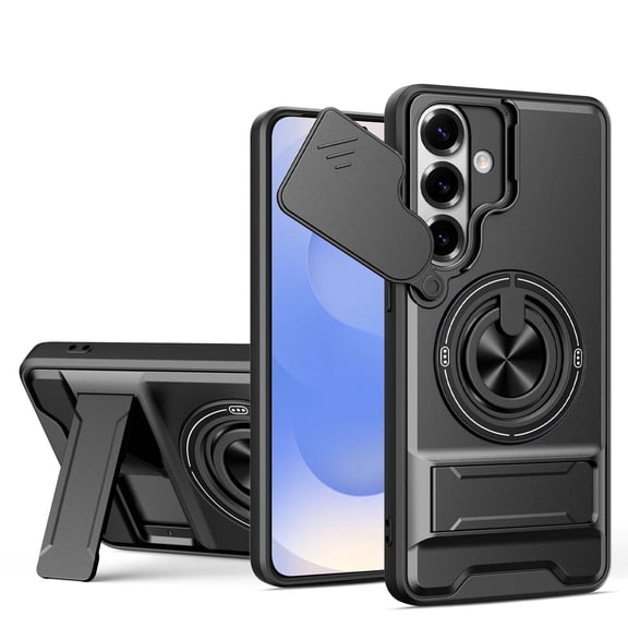 For Samsung Galaxy S26 Phone Case,Compatible with Mag-Safe,With 360° Rotatable Ring Holder,Invisible Kickstand,Camera Cover,Heavy Duty Shockproof Anti-fall Drop Protection,Rugged Phone Case,Black