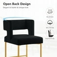 thumbnail image 4 of Lecut 26" H Counter Height Bar Stools Set of 2, Modern Velvet Bar Stools with Square Open Backrest and Gold Metal Frame, Kitchen Counter Stools for Island, Home Bar, Pub,Black+Gold, 4 of 8