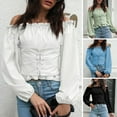 thumbnail image 4 of Camisa de mujer con hombros descubiertos, mangas largas con cordones en la cintura, corsé Eccomum Verde/Grande, 4 of 7