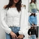 thumbnail image 4 of Camisa de mujer con hombros descubiertos, mangas largas con cordones en la cintura, corsé, camisas c Abody  Medio, 4 of 6