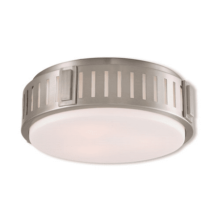 

Flush Mounts 3 Light With Steel Hand Blown Satin Opal White Brushed Nickel size 15 in 180 Watts - World of Crystal