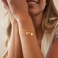 thumbnail image 2 of Turandoss Initial Cross Bracelets for Women 14K Gold Plated Dainty Layered Disc Pendant Letter A-Z Trendy Jewelry Baptism Religious Christian Gifts for Women Teen Girls, 2 of 9