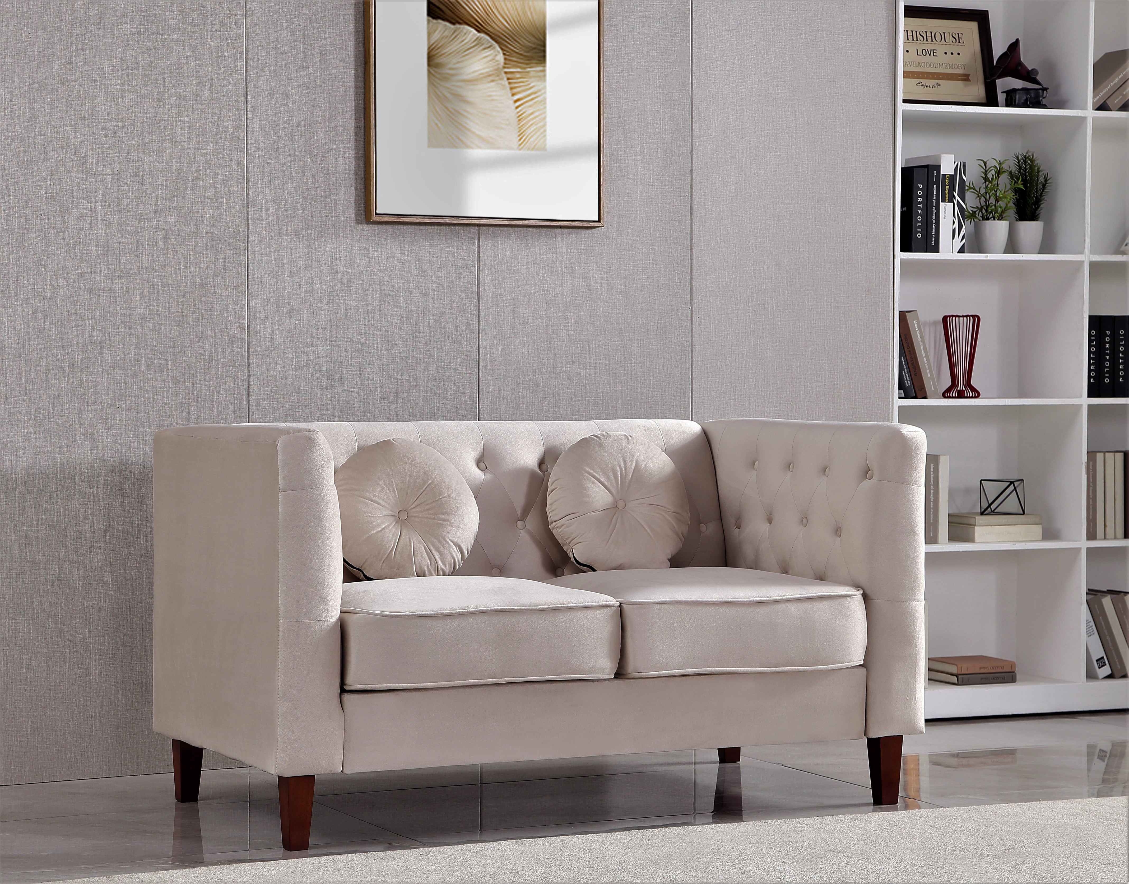 Uspridefurniture Fancher Kittleson Velvet Classic 3Pcs Living Room Set,Beige