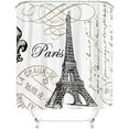 thumbnail image 3 of 4Pcs Paris Eiffel Tower Shower Curtain Sets Bathroom Set Decor with Non-Slip Rugs Bath U-Shaped Mat Toilet Lid Cover Waterproof Vintage Word Art Bathroom Curtains Shower Set with 12 Hooks, 3 of 7
