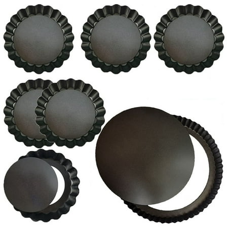 

7 Pack Tart Pan 10 Inch & 4 Inch Mini Tart Pans Removable Bottom Quiche Pan Non-Stick Deep Baking Dish Pie Pan Mold