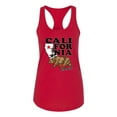 thumbnail image 2 of Wild Bobby, California Republic Cali Bear Pop Culture Ladies Racerback Tank Top, Red, Medium, 2 of 3