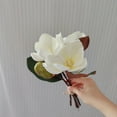 thumbnail image 4 of 3 Stems Real Touch Creamy White Magnolia Flowers,Artificial Realistic Magnolia for Home Decor,Faux Magnolia Flowers,White Silk Artificial Magnolia Flowers Decoration Bouquet for Wedding Home,1PC,9.8", 4 of 4