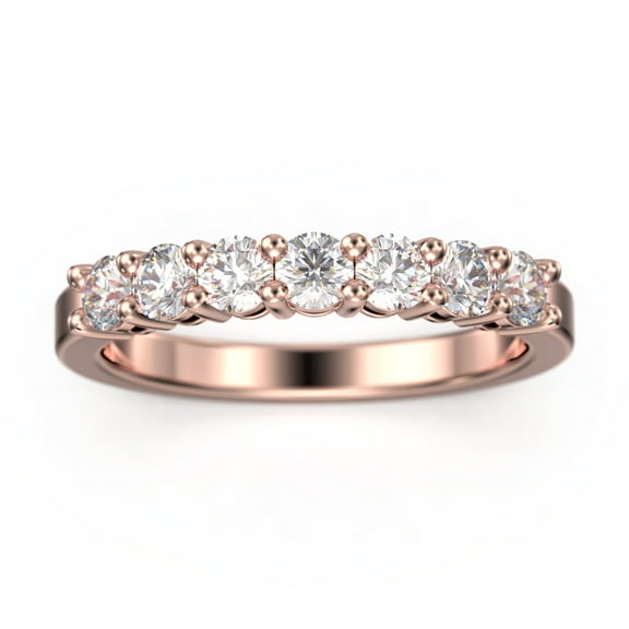 1.19Ct Round Seven Stone Diamond Moissanite Ring 18K Rose Gold Over Silver, Promise Ring, Anniversary Ring