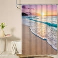 thumbnail image 4 of Starfish Beach Theme Shower Curtain Fabric Tropical Sea Waves Seashell Conch Hawaiian Seaside Scene, Ocean View Cloth Shower Curtains with Hooks for Home Hotel Decor, 4 of 6
