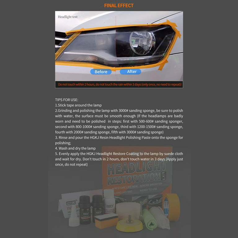 Car Headlight Restoration Kit Lens Restorer System Professional Polishing  Tool
