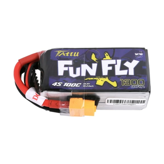 Tattu FunFly Lipo Battery 1300mAh 4S1P 100C 14.8V Pack with XT60 Plug Connector for Practice