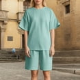 thumbnail image 2 of ibiyuan 2 Piece Sets for Women Summer Lounge Sets Casual Oversized Tshirts Shorts Matching Airport Travel Outfits, 2 of 5
