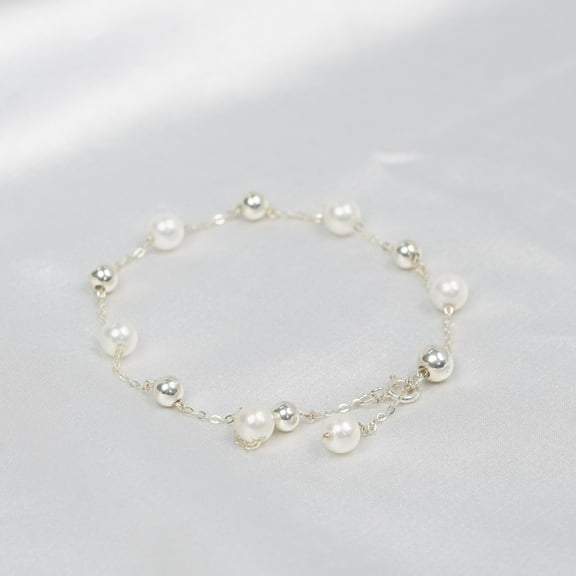 LavaJewelry, Glamorous Pearl Bracelets, 925 Sterling Silver with Pearl, Peal Bracelet for Women and Girls