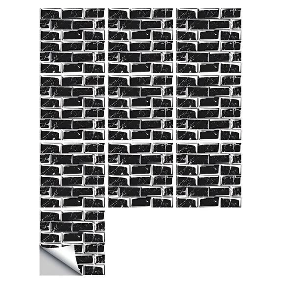 ACDANC 10 Sheet Peel and Stick Tile for Kitchen Backsplash Subway Stick on Tiles Self Adhesive Backsplash Wall Tile Sticker for Bathroom Laundry Room Cabinet Shower 4"x4" Black