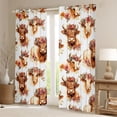 thumbnail image 2 of Erosebridal Kawaii Highland Cattle Blackout Curtains Set of 2 (52x84 Each),Brown Farm Animals Window Curtains For Adult, 2 of 7