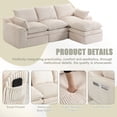 thumbnail image 5 of CARZZI 103" Cloud Modular Sectional Couches for Living Room, Modern L Shaped Boneless Sofa Couch with Ottoman & 2 Lumbar Pillows, Comfy Corduroy Deep Seat 3 Seater Sofa (Beige) | No Assembly Needed, 5 of 7