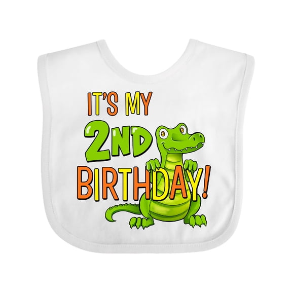 Inktastic It's My 2nd Birthday with Cute Green Alligator Boys or Girls Baby Bib