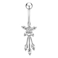 thumbnail image 1 of Navel Ring Rhinestone Flower Stainless Steel Body Piercing Jewelry Belly Ring, 1 of 10