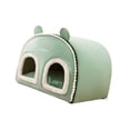 thumbnail image 2 of Casa de cama para gatos con dos entradas frontales, 50x40x40cm, para otoño e invierno, tienda decorativa versátil para gatos, cabaña, nido para gatito Verde, 2 of 8