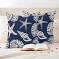 thumbnail image 3 of Navy Blue Starfish Coastal Outdoor Waterproof Pillow Covers, Shell Summer Beach Nautical Decorative Square Throw Pillowcase Sofa Cushion Sham for Patio/Couch/Chair, 16"x16" 2 Pack, 3 of 8
