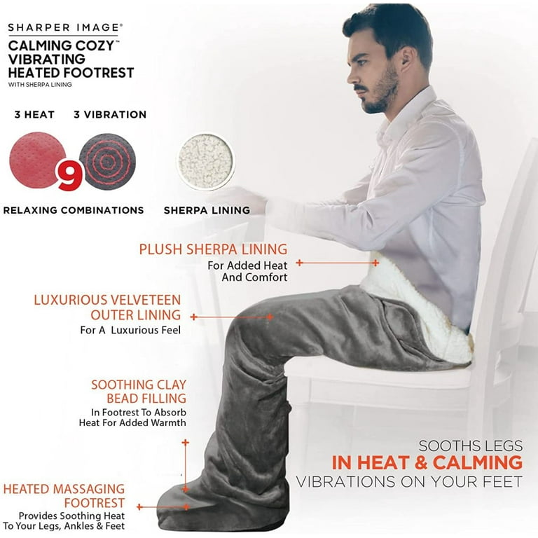 Calming Cozy by Sharper Image Personal Sherpa Wrap with Electric Heating  Massaging Vibrating Foot Bed, 3 Heat u0026 3 Massage Settings for 9 Relaxing  Combinations - Walmart.com